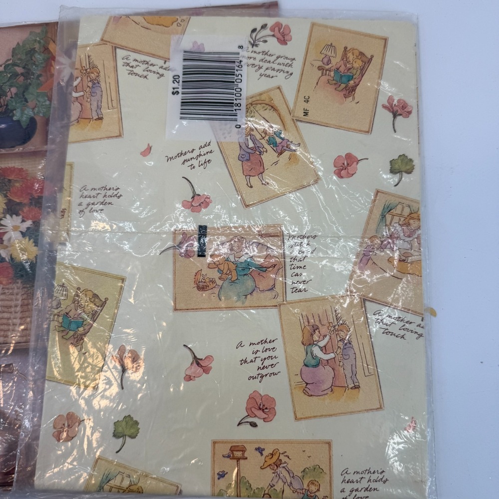 Vintage Wrapping Paper Lot of 2 Giant Sheets Bridal Shower Baby Shower - Picture 6 of 9
